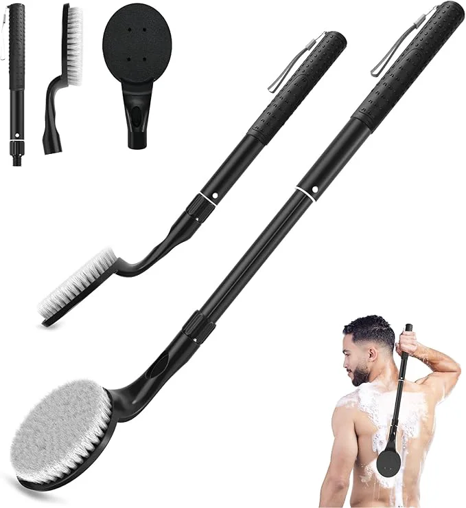 Trusted Back Scrubber Anti Slip for Shower 25.7 Telescopic Back Bath Brush for Shower Detailed