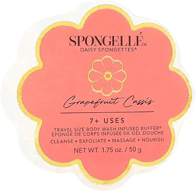 Organic Spongellé Grapefruit Cassis Daisy Spongette Bath Sponge Built-in Body Wash Detailed