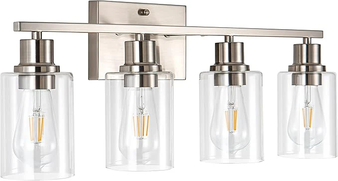 Excellent 4-Light Bathroom Light Fixtures Brushed Nickel Vanity Light Functional