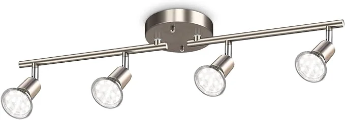 Eco-Friendly Ascher 4-Light LED Track Lighting Kit Flexibly Rotatable Light Heads 4 Way Next-Generation