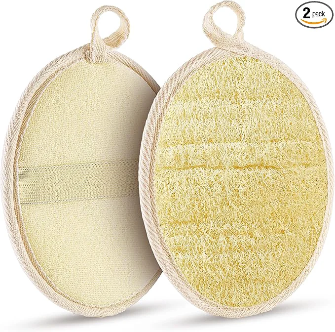 Enhanced 2PCS Natural Exfoliating Loofah Body Scrubber Premium Loofah Exfoliating Body Recyclable