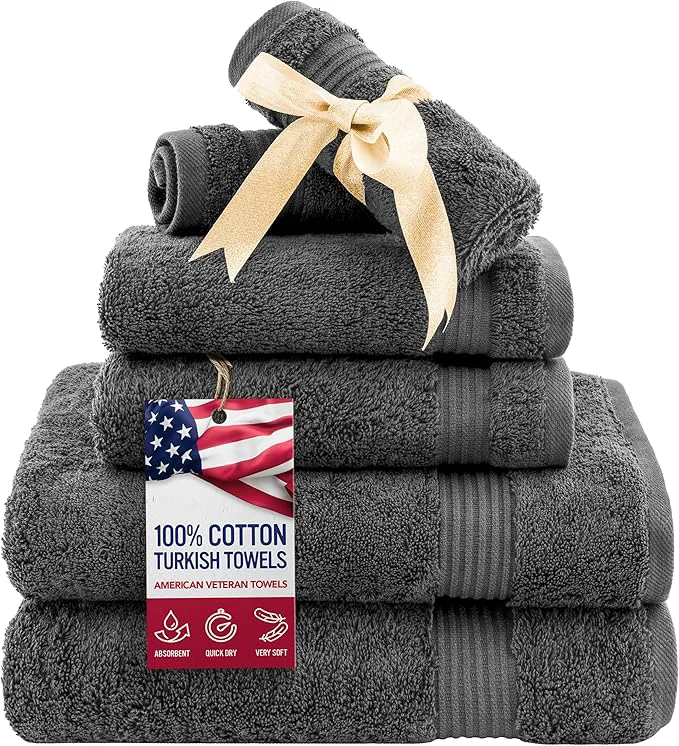 Stylish American Veteran Towel 6 Piece Towel Set Sustainable