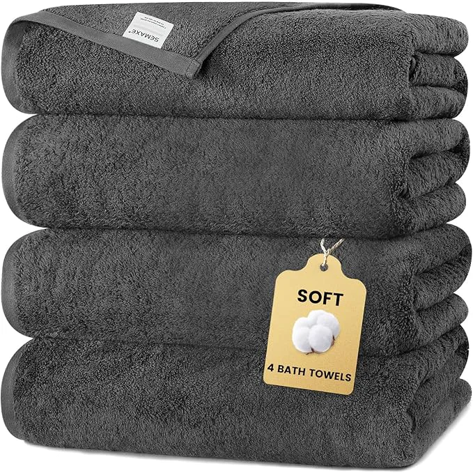 High-End SEMAXE 4 Piece Grey Bath Towel Set Proven