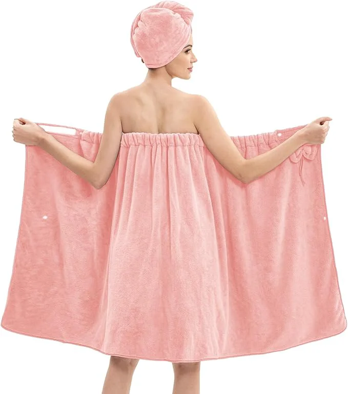 Original Bath Wrap Towels for Women – Adjustable Spa Shower Wrap Natural