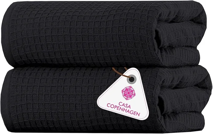 Practical CASA COPENHAGEN Waffle 2Pcs Egyptian Cotton Large Designer Bathsheet Fashionable
