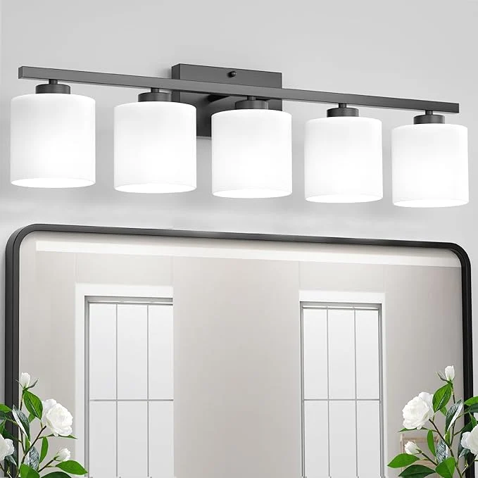 Functional Honesorn 5-Light Vanity Lights Matte Black Contemporary