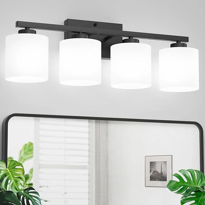 Green Honesorn 4-Light Vanity Lights Matte Black High-Performance