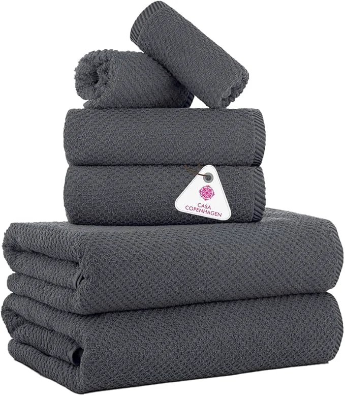 Outstanding CASA COPENHAGEN Popcorn 6Pcs Egyptian Cotton Large Designer Towels Gift Flexible