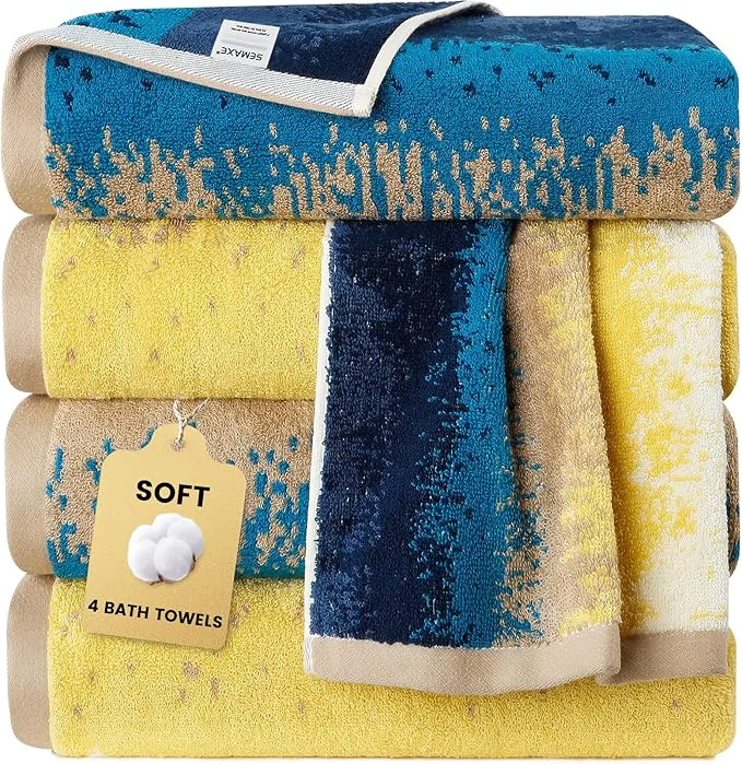 Innovative SEMAXE 4 Piece Coastal Ombre Bath Towel Set Responsible