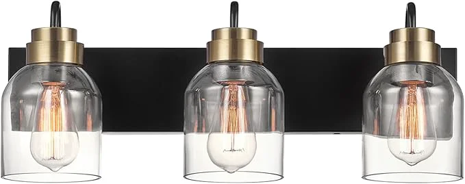 Advanced Globe Electric 63000200 22 3-Light Vanity Light Matte Black Matte Brass Stylish