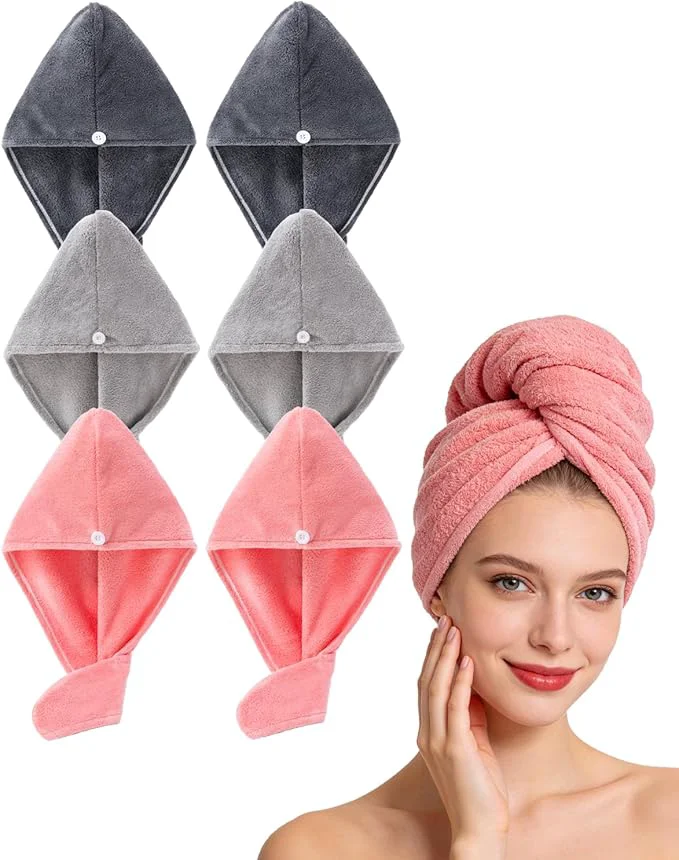 Versatile Lumimi 6 Pack Microfiber Hair Towel Wrap Environmentally Friendly