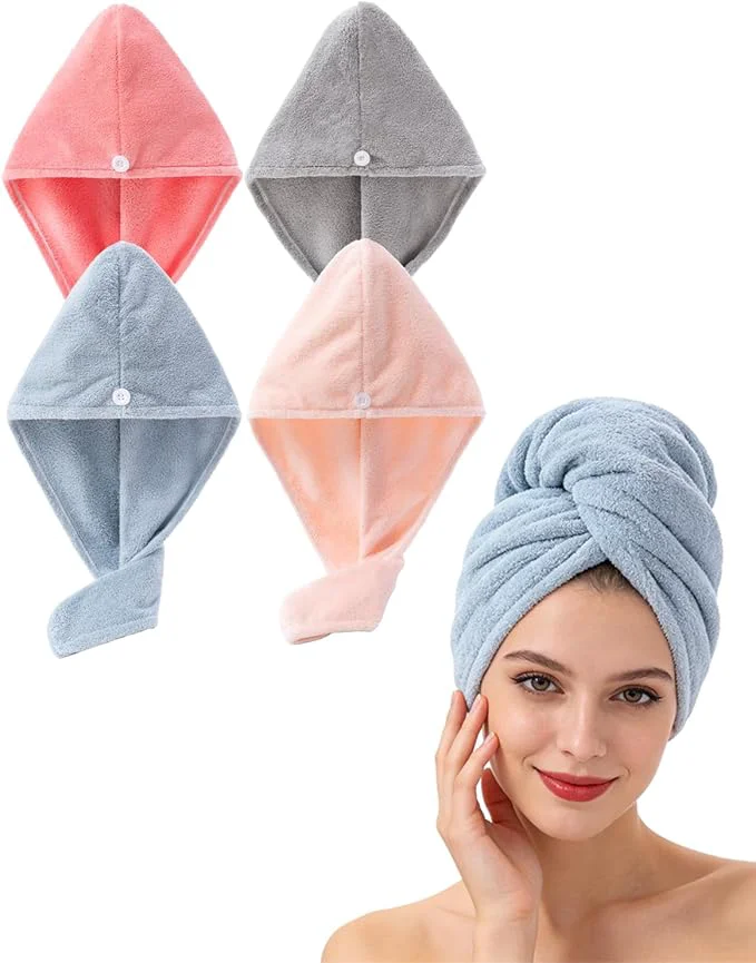 Safe Lumimi Bath Pre Dry Hair Towel 4-Piece Set Quick Dry Extra Absorbent Selected