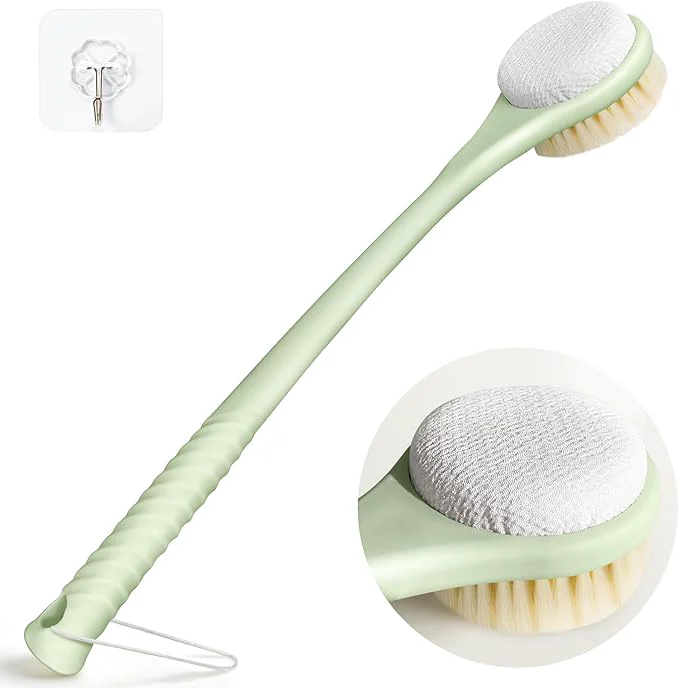Consistent Back Scrubber for Shower with Long Handle Dual-Sided Bath Brush with Soft Top-Quality