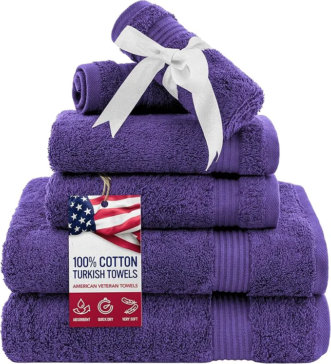 Verified American Veteran Towel 6 Piece Towel Set Solid