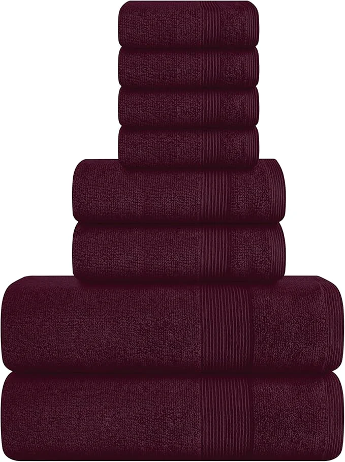 Expertly Made Belizzi Home 8 Piece Towel Set Ring Spun Cotton 2 Bath Towels 27x54 Smart