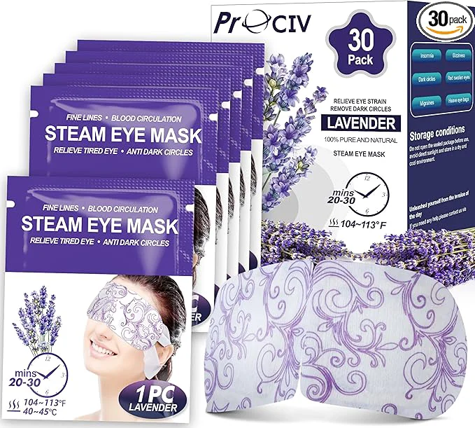 Reusable 30 Packs Lavender Steam Eye Mask Efficient