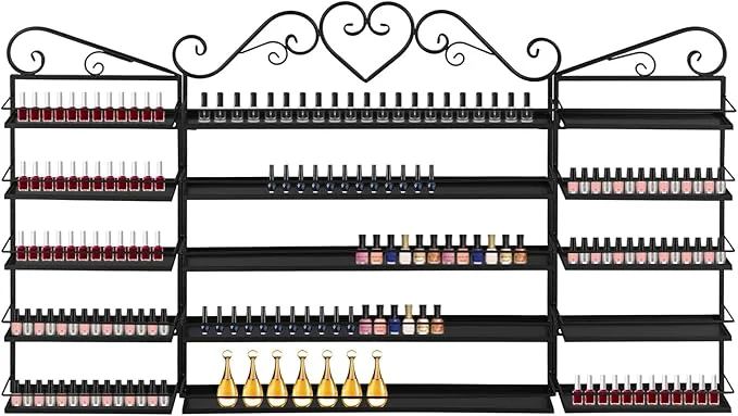Exclusive 5 Tiers Wall-Mounted Nail Polish Storage Rack Nail Polish Bottle Holder Efficient