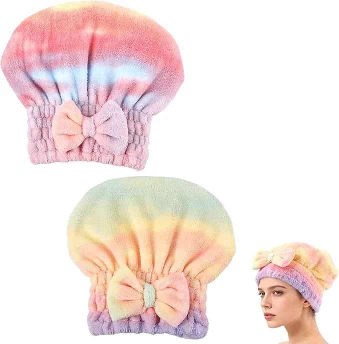 Stylish 2PCS Super Absorbent Hair Towel Wrap Detailed