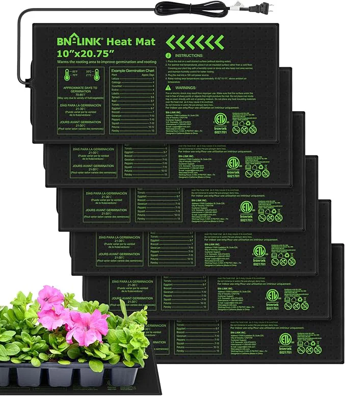 Official BN-LINK Seedling Heat Mats for Seed Starting 10 x 20.75 6 Pack Waterproof Advanced