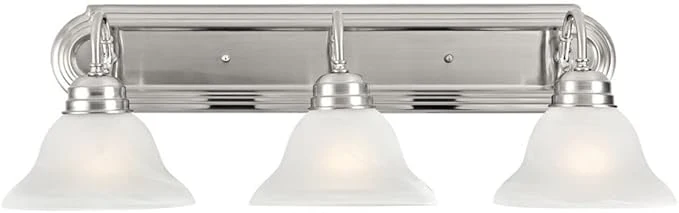 Trendy Design House Millbridge 3-Light Vanity Light Satin Nickel Finish Frosted Prestigious