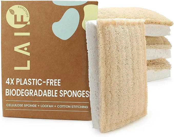 Optimized Natural Kitchen Sponges – Eco-Friendly Compostable Dish Sponges – Loofah Environmentally Friendly