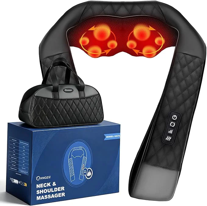 Top-Quality Neck Massager with Heat Shiatsu Neck and Back Massager 4D Deep Tissue Kneading Easy-to-Use