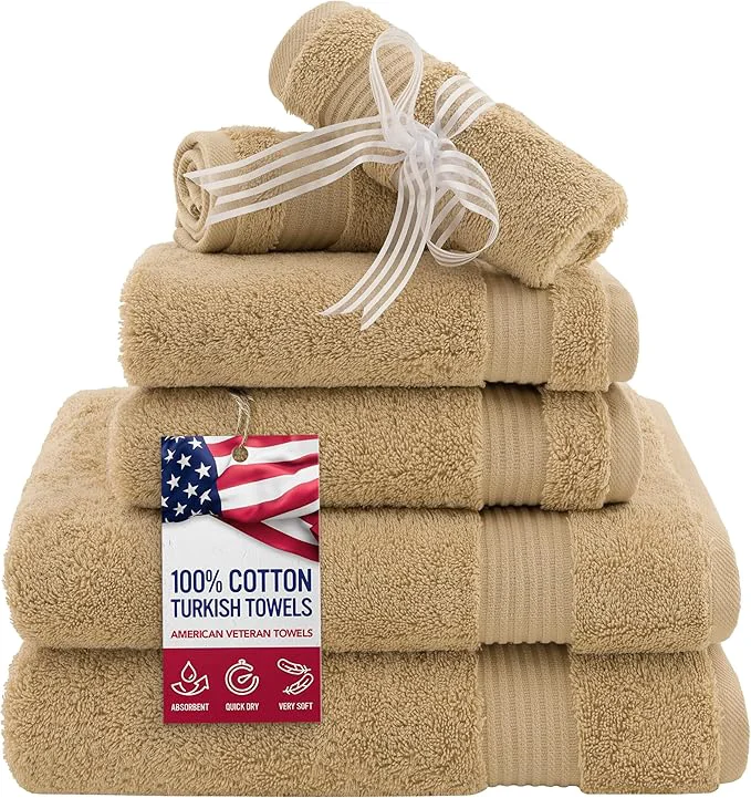 Enhanced American Veteran Towel 6 Piece Towel Set Soft