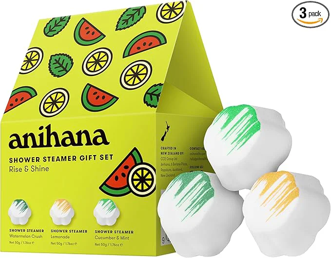 Sophisticated ANIHANA Shower Steamers Rise Shine 3 Pack Gift Set Paraben Watermelon Superior