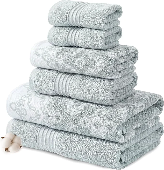 Premium Material Modern Threads Charlize 6-Piece Cotton Towel Set – Reversible Yarn Dyed Smart