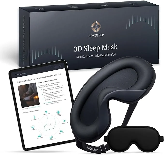 Excellent Nox Sleep 3D Sleep Mask for Men Blackout Eye Mask for Sleep Ice Silk Smart