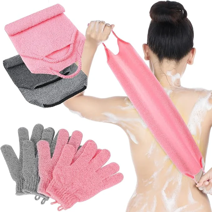 Responsible 4 Pack Exfoliating Washcloth Back Scrubber Set 2 Exfoliating Body Scrubber Authentic