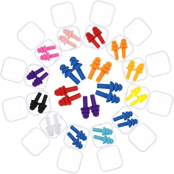 Original BBTO 24 Pairs Silicone Soft Ear Plugs Waterproof Reusable Noise Reduction Sophisticated