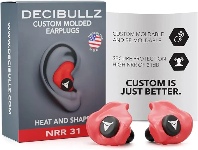 Breathable Decibullz - Custom Molded Earplugs 31dB Highest NRR Comfortable Hearing High-End