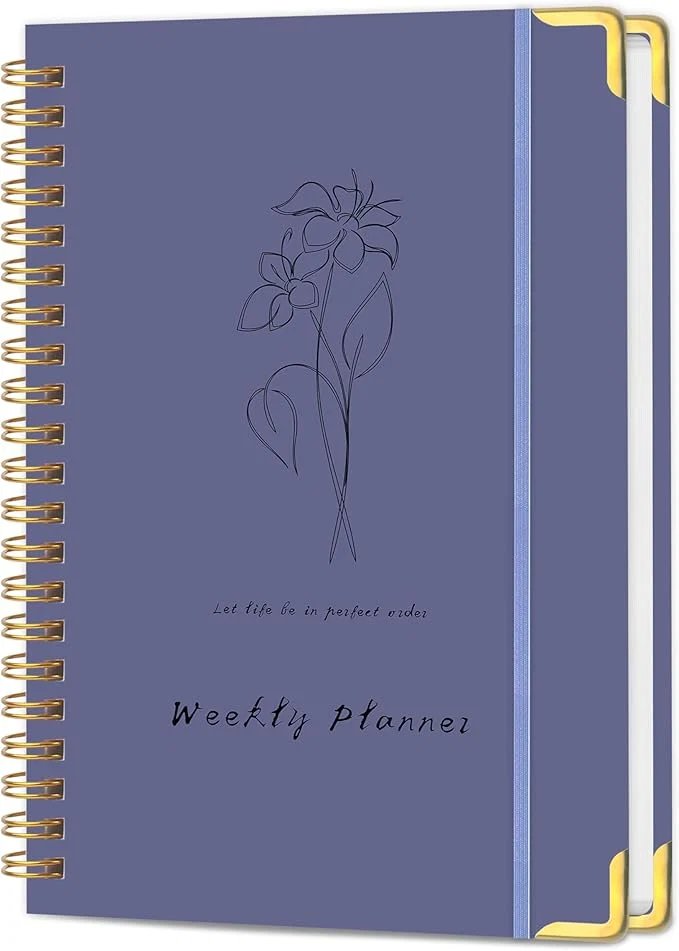 Lightweight Undated Weekly Planner with Metal Corner Hardcover Notebook A5 Size Journal Durable