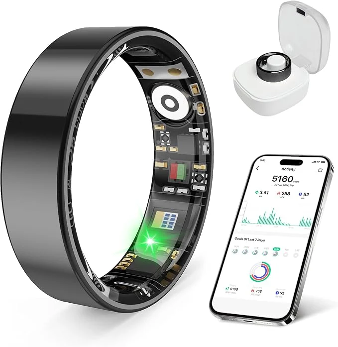 Modern Smart Health Ring Featuring Stress and Sleep Monitoring Functions Compatible First-Class