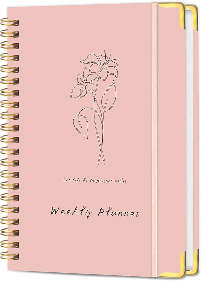 First-Class Undated Weekly Planner with Metal Corner Hardcover Notebook A5 Size Journal Optimized