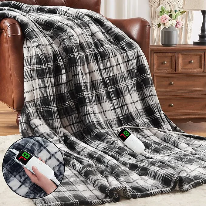 Detailed Black Heated Blanket Electric Throw 50X60 Heating Throw Traditional