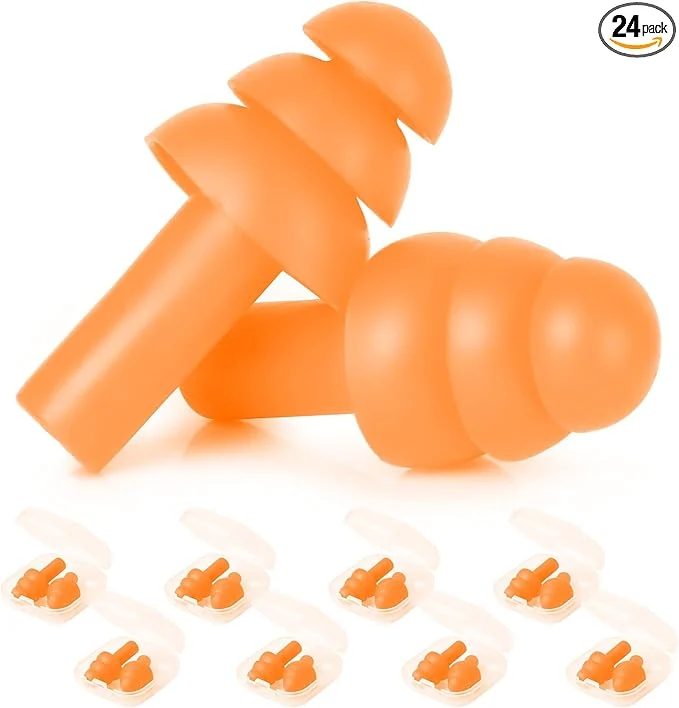Artisan 24 Pair Orange Ear Plugs Bulk NRR 29dB Reusable Silicone Luxury