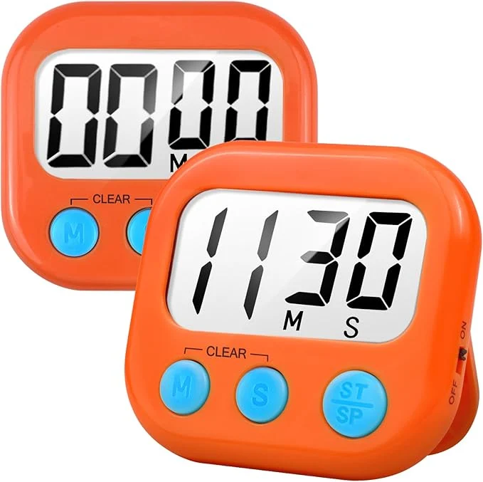 Enhanced 2 Pack Digital Kitchen Timer for Cooking Big Digits Loud Alarm Magnetic Backing Trendy