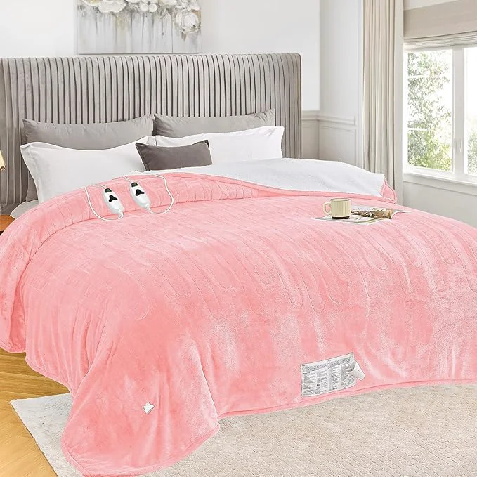 Minimalist greenoak Heated Blanket Electric Queen Size 84 X90 Dual Control Heating Traditional