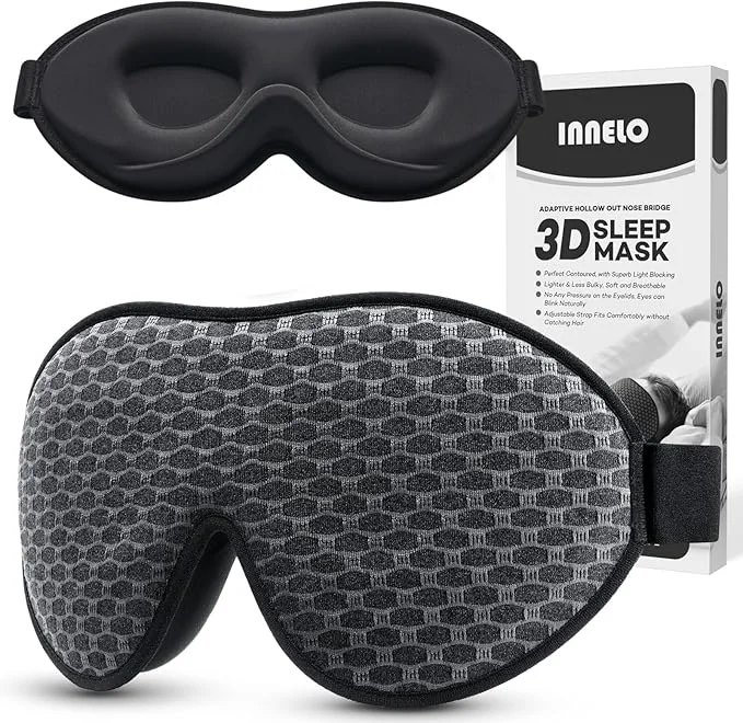 Unique INNELO 3D Contoured Sleep Mask for Side Sleepers Light Blocking Sleeping Premium Material
