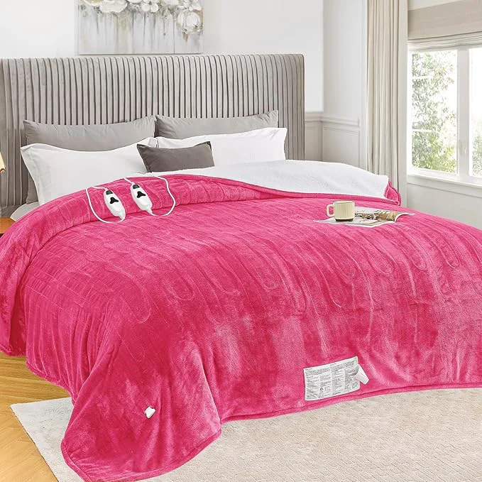 Casual greenoak Heated Blanket Electric King Size 100 X90 Dual Control Heating Premium Material
