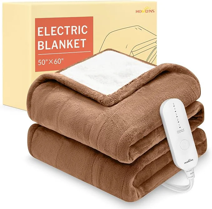 Exceptional HOMLYNS LuxeHeat Heated Blanket Electric Blanket Soft Flannel Sherpa Heated Original