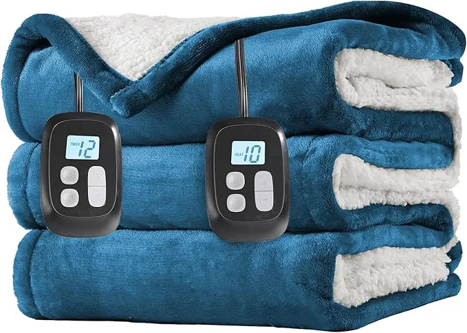 Carefully Designed LaffyLo Electric Heated Blanket King Size 90 x 100 Dual Control Fast Heating Durable