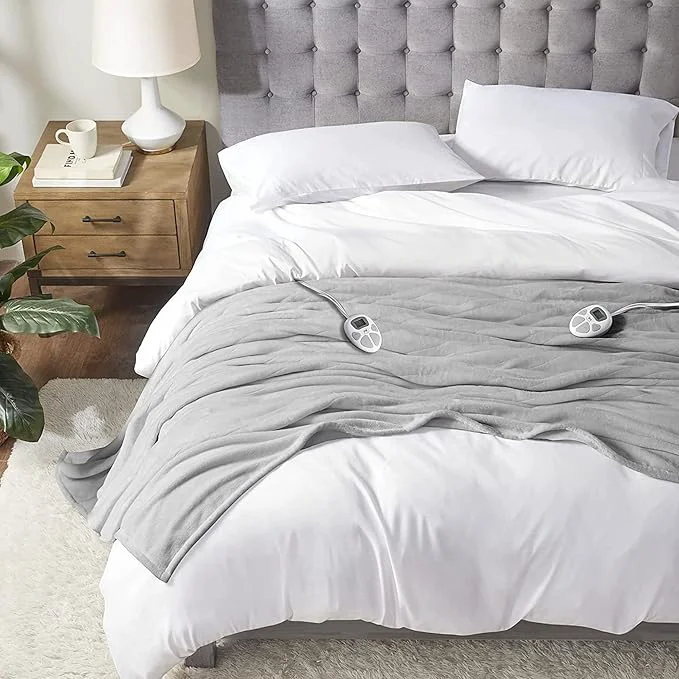 Modern Serta Luxuriously Soft Plush Electric Blanket Fast Heating Cozy Cover Safety Enhanced