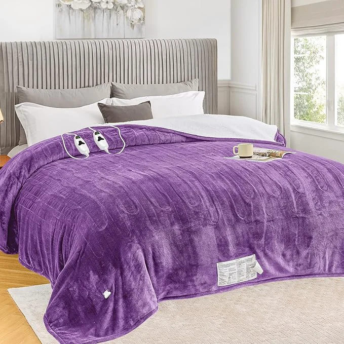 Modern greenoak Heated Blanket Electric Queen Size 84 X90 Dual Control Heating Soft