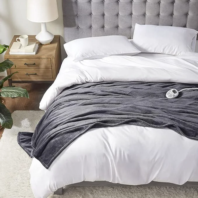 Durable Serta Luxuriously Soft Plush Electric Blanket Fast Heating Cozy Cover Safety Long-Lasting