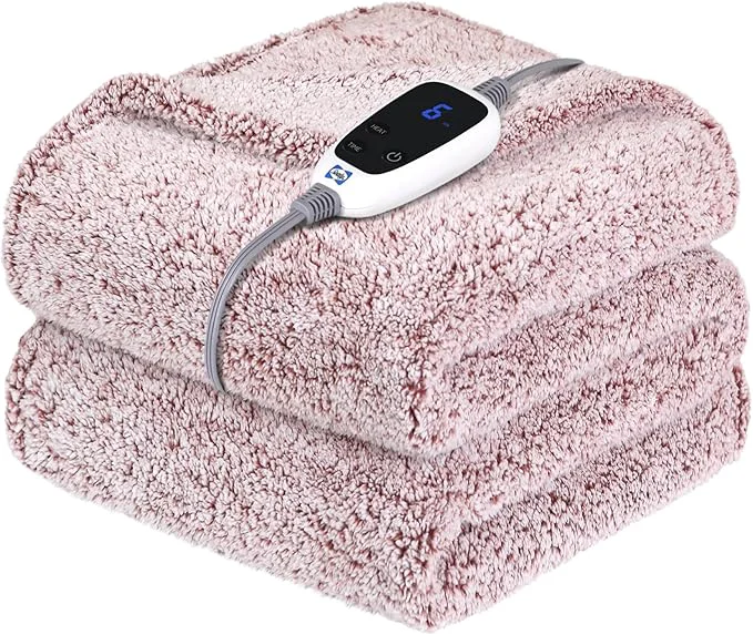 Eco-Friendly SEALY Electric Blanket Heated Throw 50 x60 Soft Double Sherpa Super Cozy Fashionable