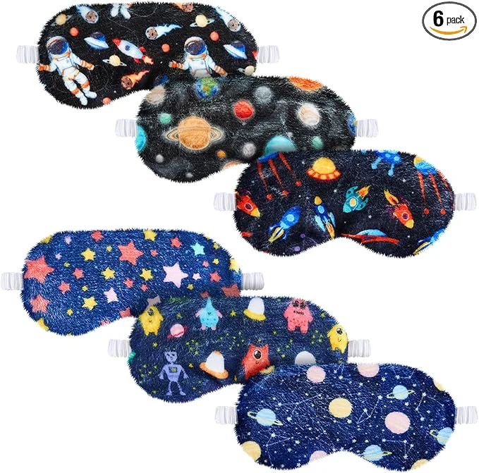 Original Cuffbow 6 Pack Plush Sleep Mask Set Cute Plush Eye Masks High-End