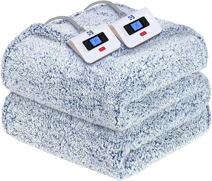 Next-Generation Sealy Electric Blanket Queen Size Dual Control Soft Sherpa Heated Blanket High-End